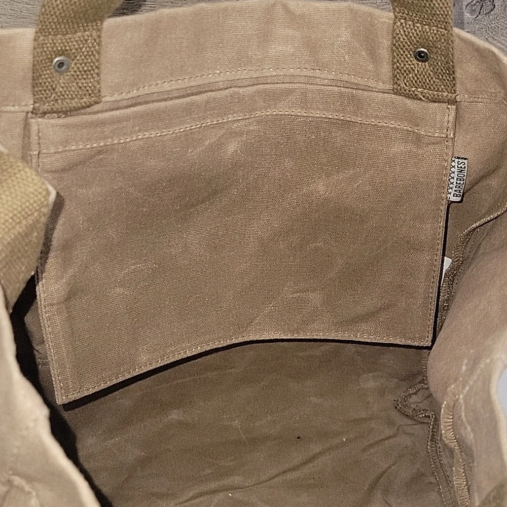 Barebones Waxed Canvas Two-Tone Tote Bag in Brown and Black